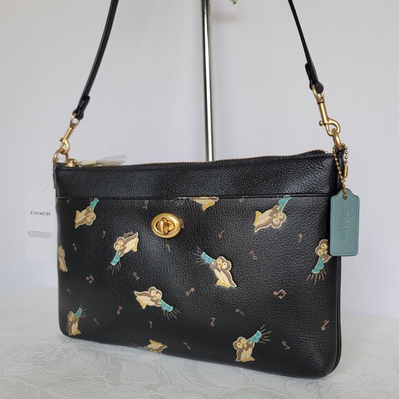 COACH Musical Print Pebbled Leather Polly Crossbody & Mini-Skinny ID Card Case ⭐ - Picture 5 of 16